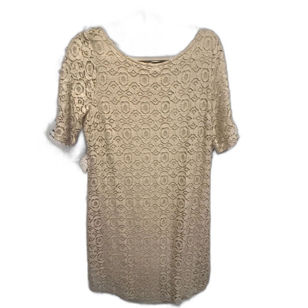 Cream Banana Republic Floral Lace Dress size 14 Linned